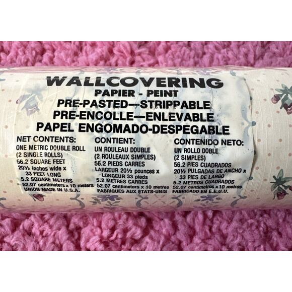EISENHART Vtg Wallcovering Prepasted Wallpaper FLORAL 1 Double Roll 56.2‎ Sq Ft. - Picture 6 of 6